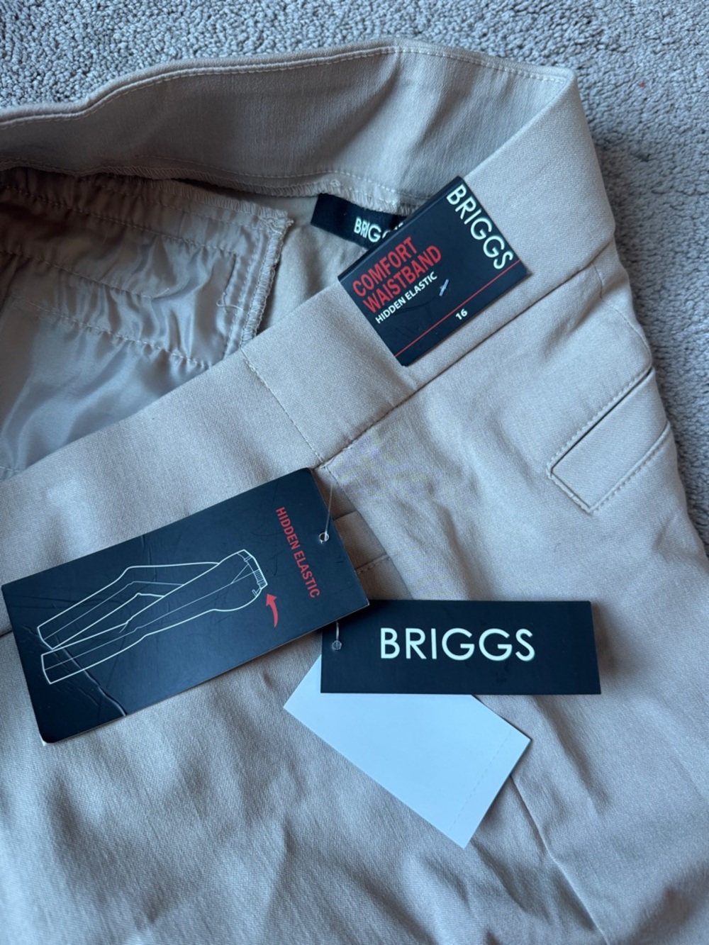 Briggs Khaki Comfort Waist Pull On Dress Pants SIZE 16 NWT - Picture 4 of 6